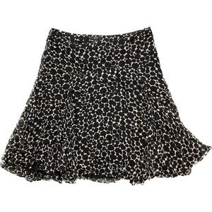 C01 Alfani Womens 100% Silk Skirt Polka Dot Ruffle Black White Lined Sheer Sz 12